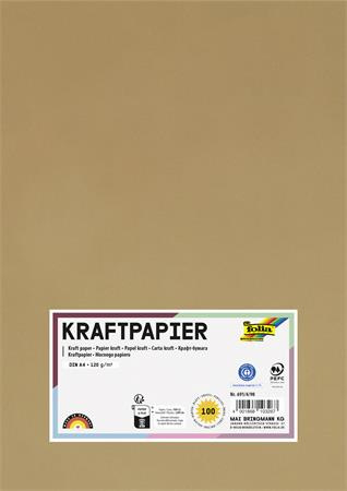Kraftový papier, A4, 120 g, 100 listov, FOLIA