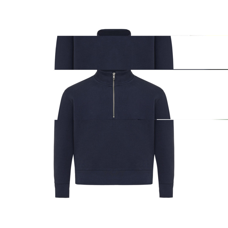 IQONIQ Elgon sveter s krátkym zipsom z recyklovanej bavlny námornícka modrá XXL