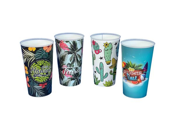 . Vratný pohár, 650 ml, 4 rôzne vzory