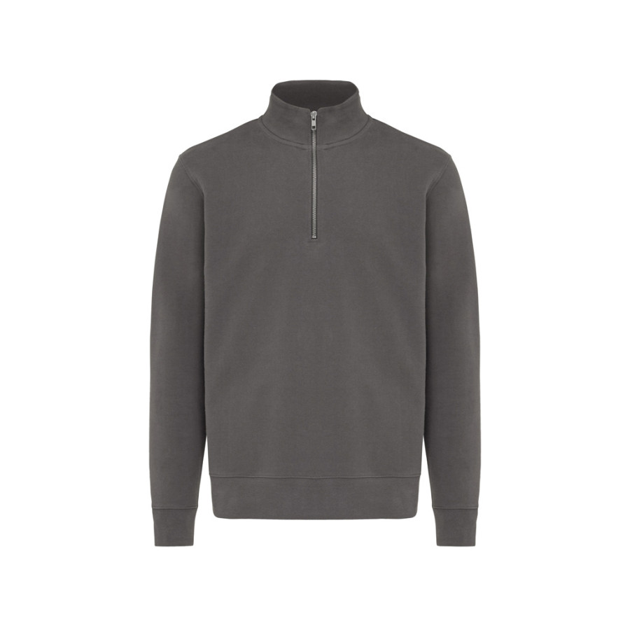 IQONIQ Elgon sveter s krátkym zipsom z recyklovanej bavlny antracitová XXXL