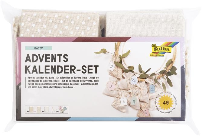 Adventný kalendár, s vrecúškami, textil, FOLIA "Nature", vianočné vzory