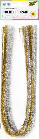 Žinilkové drôtiky, 50 cm, FOLIA, zlaté-strieborné