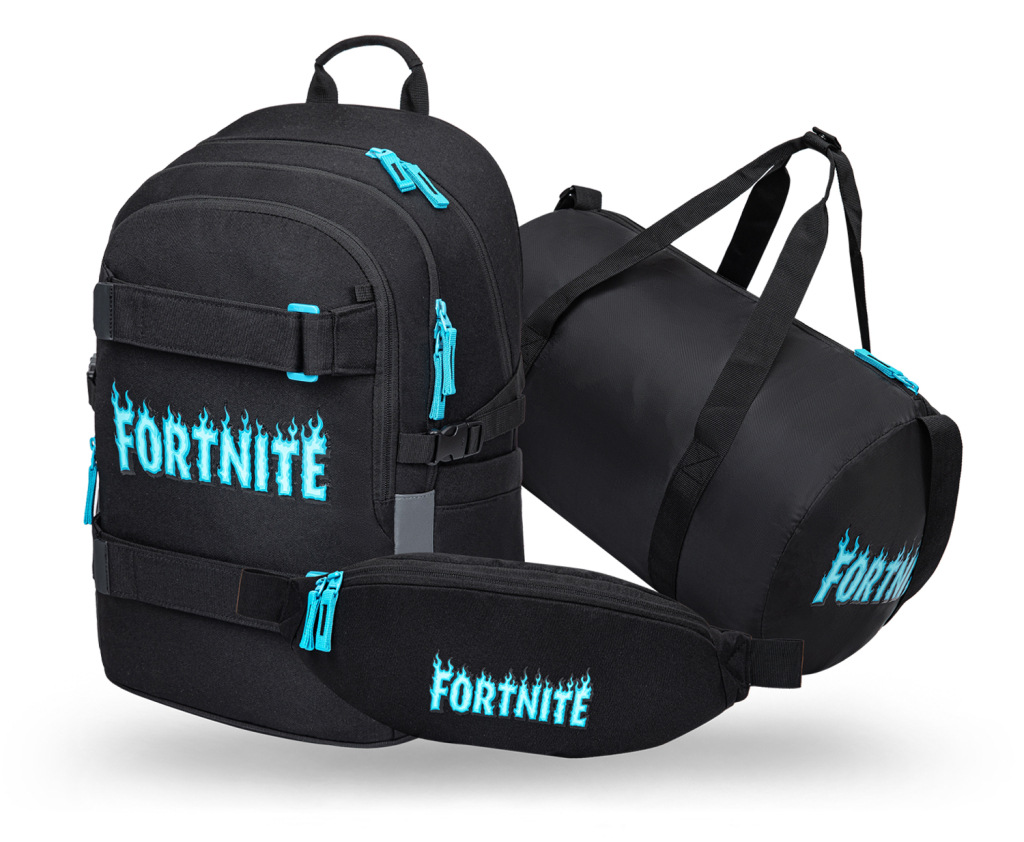 BAAGL SADA 3 Skate Fortnite Blue: batoh, športová taška, ľadvinka GRS