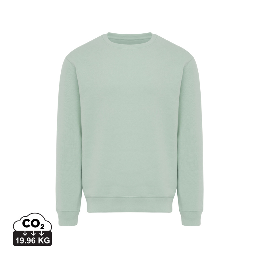 IQONIQ Toria Unisex mikina s okrúhl. výstrihom z rec. bavlny Iceberg green XXS