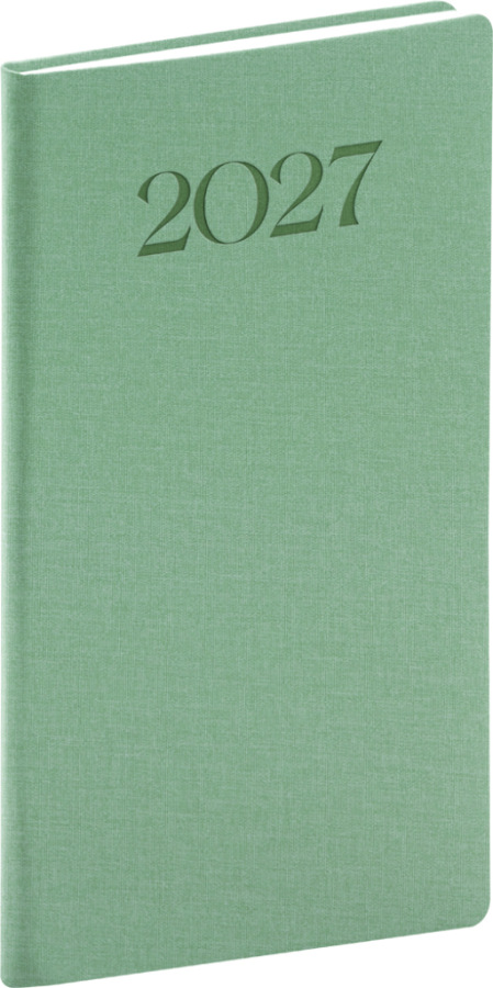 NOTIQUE Vreckový diár Biella 2027, zelený, 9 x 15,5 cm