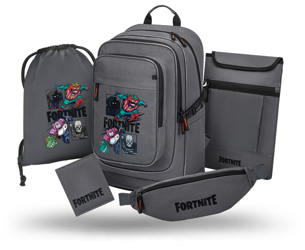 BAAGL SADA 5 Cubic Fortnite Squad: batoh, vrecko, ľadvinka, obal na notebook, peňaženka GR