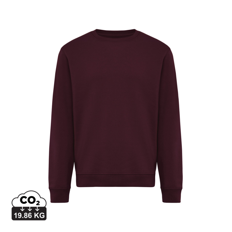 IQONIQ Toria Unisex mikina s okrúhl. výstrihom z rec. bavlny merlot S