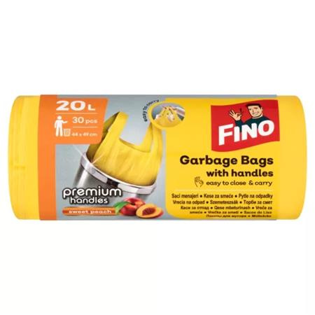 Vrecia na odpadky, s uškom, parfumované, 20 l, 30 ks, 44x49 cm, 12 µ, FINO "Premium handle