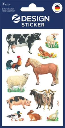 Nálepky, papier, 3 hárky, 76x120 mm, AVERY ZWECKFORM, "Z-Design No.53720", domáce zvieratá