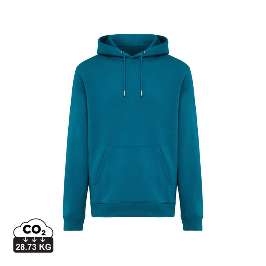IQONIQ Joshua Unisex mikina s kapucňou z rec. bavlny dark teal XXS