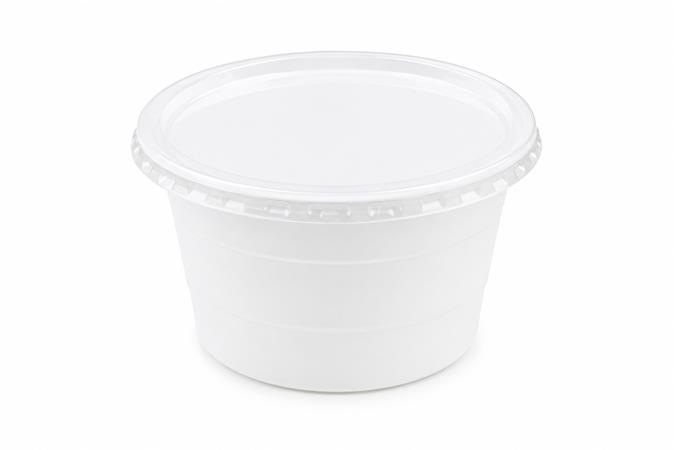 . Plastová miska na guláš, uzatvárateľná viečkom, 750 ml, 50 ks, biela