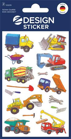 Nálepky, papier, 2 hárky 76x120 mm, AVERY ZWECKFORM, "Z-Design No.53209", pracovné stroje