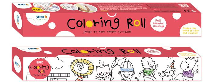 Omaľovávanka v kotúči, samolepiaca, 31x355 cm, STICK N, párty vláčik