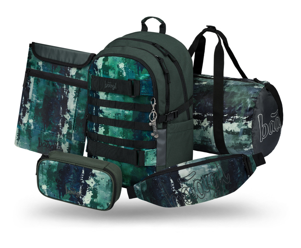 BAAGL SADA 5 Skate Forest: batoh, peračník, športová taška, ľadvinka, obal na notebook