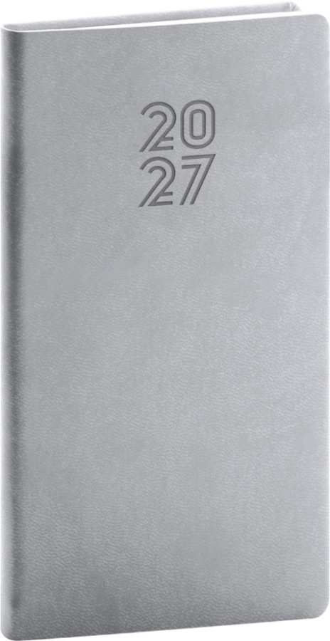 NOTIQUE Vreckový diár Aprint 2027, sivý, 9 x 15,5 cm