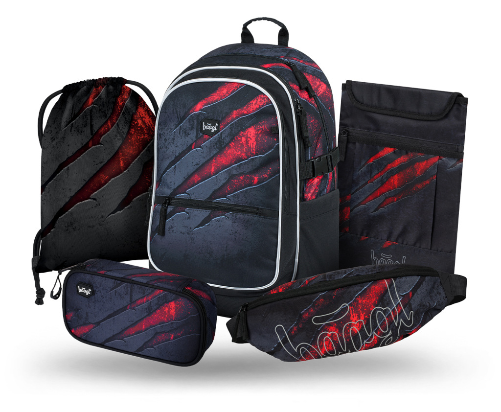 BAAGL SADA 5 Core Láva: batoh, peračník, vrecko, ľadvinka, obal na notebook