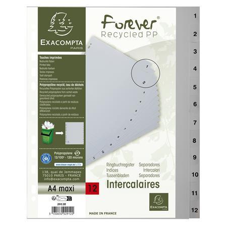 Register, plastový, A4+, 1-12, EXACOMPTA, sivý 2
