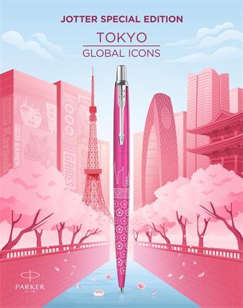 Guľôčkové pero, 0,7 mm, strieborný klip, vzorované telo, PARKER, "Royal Jotter Tokyo", mod
