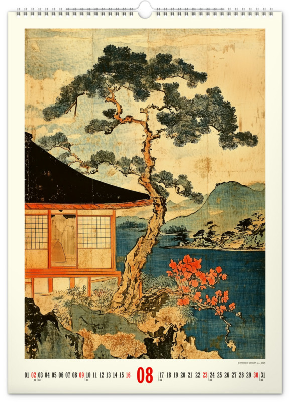 NOTIQUE Nástenný kalendár Vintage plagáty – japonské umenie 2026, 33 x 46 cm 8