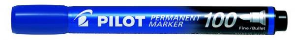 Permanentný popisovač, 1 mm, kužeľový, PILOT "Permanent Marker 100", modrý