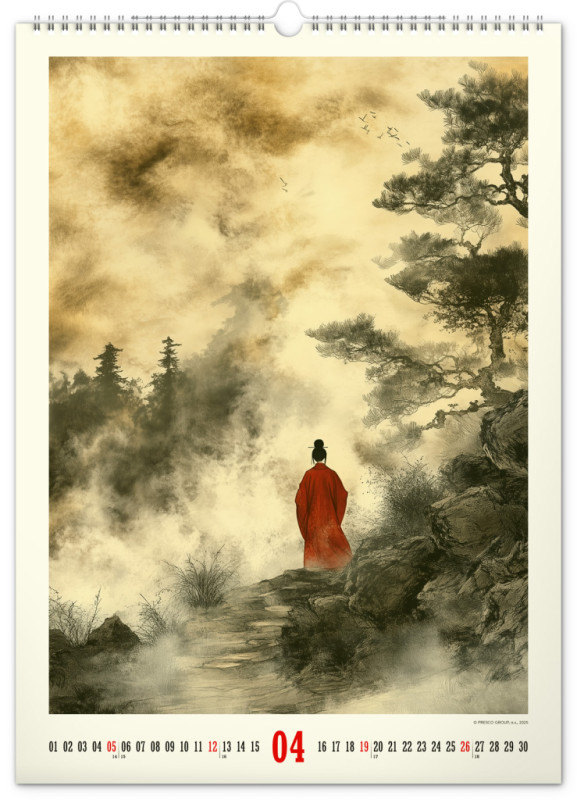 NOTIQUE Nástenný kalendár Vintage plagáty – japonské umenie 2026, 33 x 46 cm 4