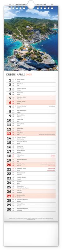 NOTIQUE Nástenný kalendár Krajina CZ/SK 2025, 12 x 48 cm