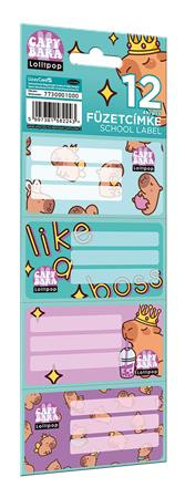 Etikety na zošity, 12 ks, LIZZYSULI, "Lollipop Capybara" 1