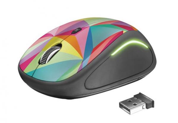 Myš, bezdrôtová, optická, USB, TRUST "Yvi", geometrický vzor