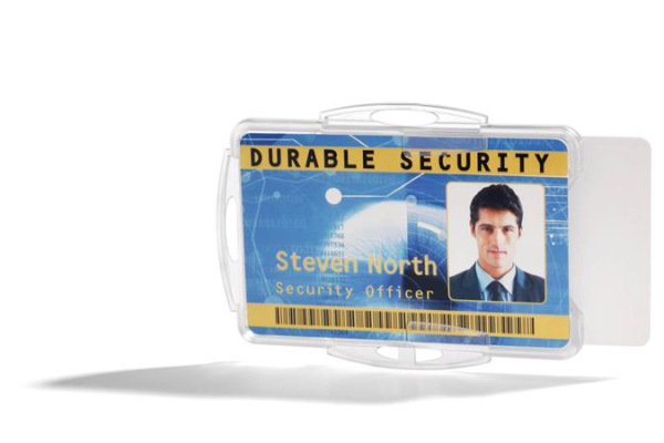 Visačka, na 2 karty, otvorená, DURABLE, priehľadná 2