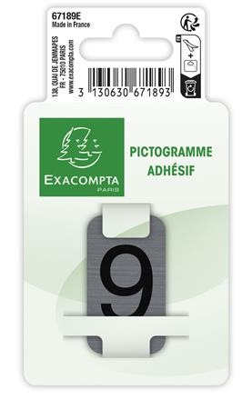 Informačná tabuľka, samolepiaca, 2,5x4,4 cm, hliníkový vzhľad, EXACOMPTA, č. 9 2