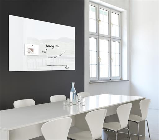 Magnetická sklenená tabuľa, 120x90 cm, SIGEL "Artverum® ", biela 8
