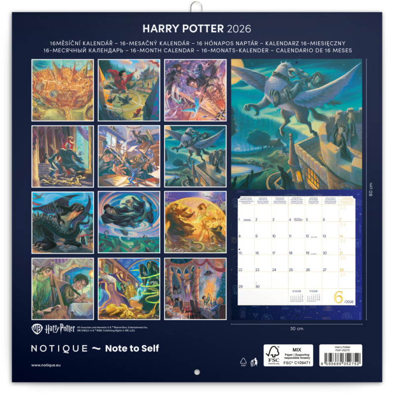 NOTIQUE Poznámkový kalendár Harry Potter 2026, 30 x 30 cm 14