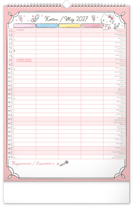 NOTIQUE Nástenný kalendár Rodinný plánovací Hello Kitty XL CZ/SK 2027, 33 x 46 cm 5