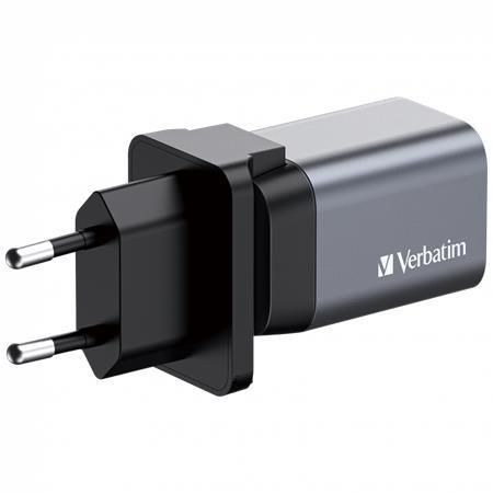 Sieťová nabíjačka, 1xUSB-C PD (35W), USB-A QC 3.0, EU/UK/US, GaN, VERBATIM