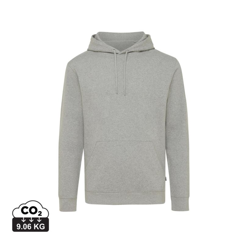 Nefarbená mikina s kapucňou Iqoniq Torres z recykl. bavlny heather grey XL