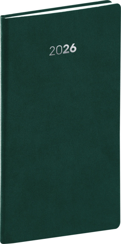 NOTIQUE Vreckový diár Balakon 2026, zelený, 9 x 15,5 cm