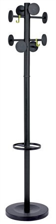 Stojanový vešiak, kovová konštrukcia, plastové doplnky, ALBA "Stan", čierny 1