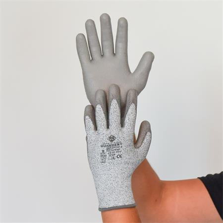 . Ochranné rukavice, HPPE, dlaň potiahnutá PU, odolné proti prerezaniu, veľkosť M, sivé 1