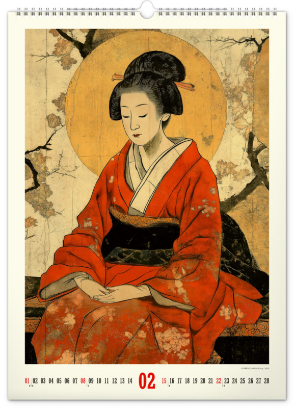 NOTIQUE Nástenný kalendár Vintage plagáty – japonské umenie 2026, 33 x 46 cm 2