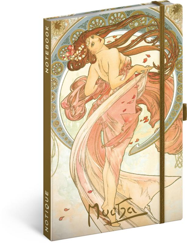 NOTIQUE Notes Alfons Mucha – Tanec, linajkovaný, 13 x 21 cm