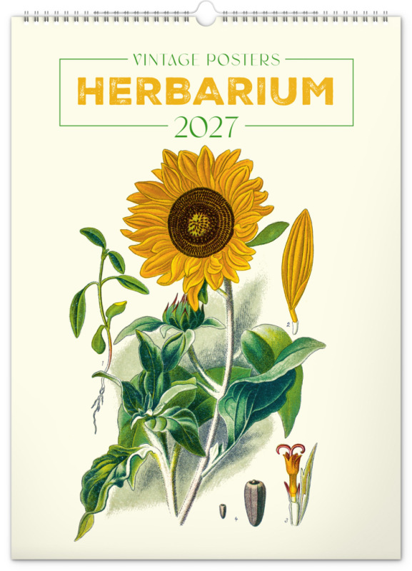 NOTIQUE Nástenný kalendár Vintage plagáty – herbár 2027, 33 x 46 cm