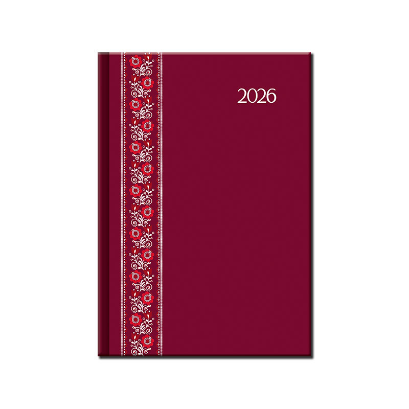 Denný diár A5 FOLK EXTRA červený 2026