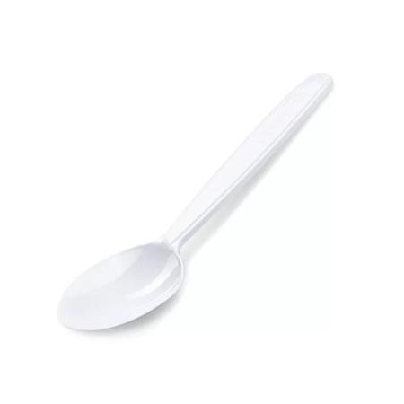 . Lyžica, plastová, opakovane použiteľná, 18 cm, 50 ks, biela