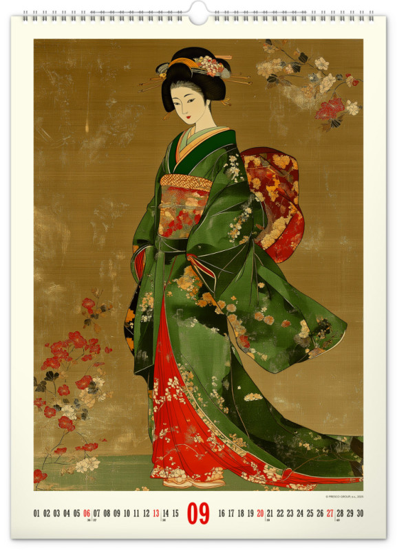 NOTIQUE Nástenný kalendár Vintage plagáty – japonské umenie 2026, 33 x 46 cm 9