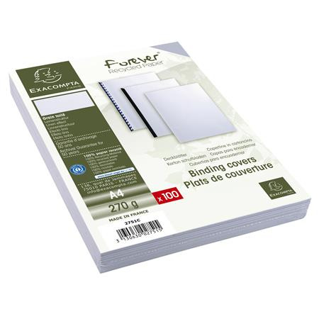 Zadný obal ku špirálovej väzbe, A4, 270 g, kartón s plátennou štruktúrou, EXACOMPTA, biely 2