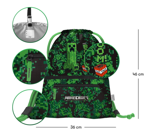 BAAGL Vrecko s priehradkou na zips Minecraft Boom 2