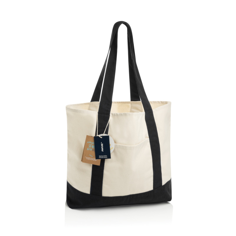 SHOP LOCAL AWARE™ recyklovaná bavlnená taška tote s gramážou čierna 1