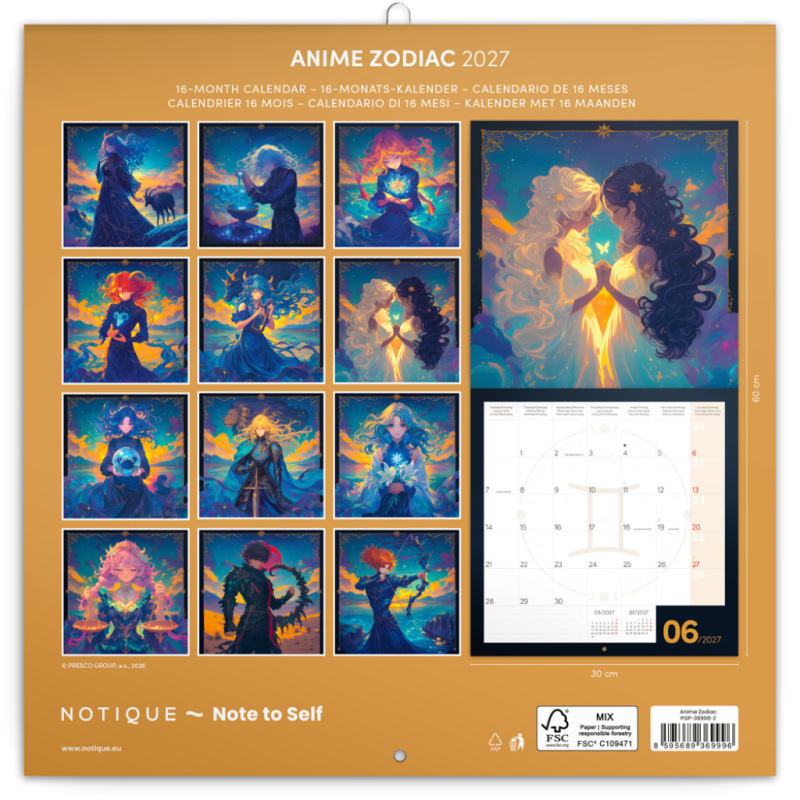 NOTIQUE Grid calendar Anime Zodiac 2027, 30 x 30 cm 14