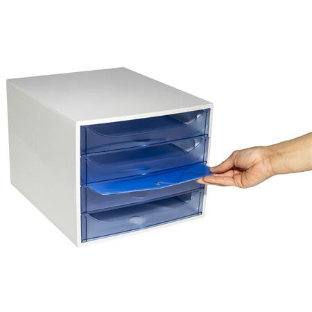 Úložný box na dokumenty, plastový, 4-zásuvkový, EXACOMPTA "Ecobox Linicolor", ľadovo modrý 3