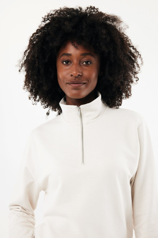 IQONIQ Elgon sveter s krátkym zipsom z recyklovanej bavlny ivory white XXXL 18